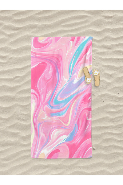 Home Pink Colored Patterned Digital Printed Girl Beach Bath Towel