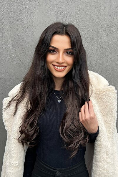 misotrend Heat Resistant Half Moon Hair Snap / Wavy / Dark Chestnut / 60cm / 110Gr (4 # )