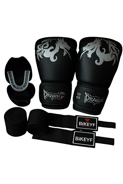 Dragondo Sangal Boks Kick Boks Muay Thai Eldiveni + Bikeyf Bandaj + Dişlik – 3’lü Dövüş Sporu Seti