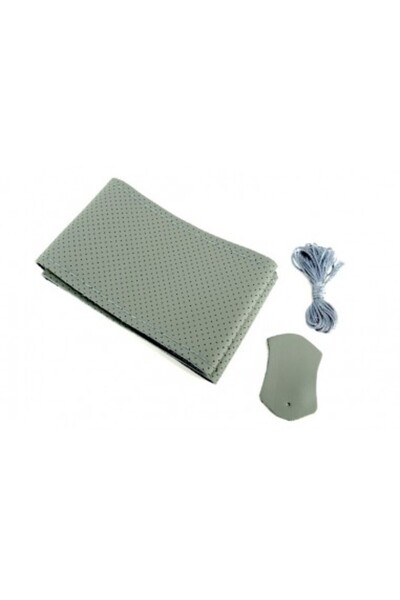 Xenon Bright Husă volan din piele perforată, mărimea M, cu ac și ață, gri