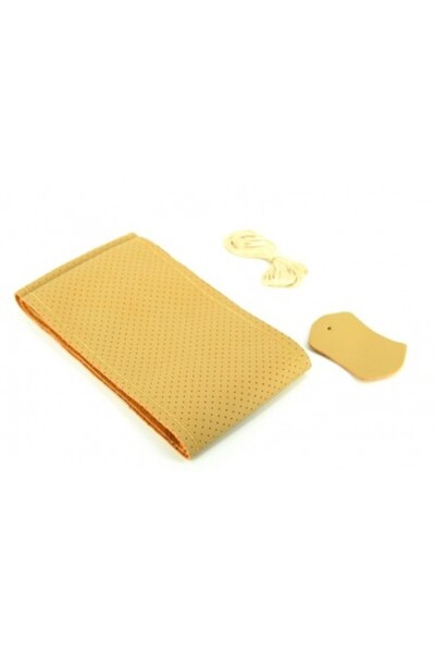 Xenon Bright Husă volan din piele perforată, mărimea M, cu ac și ață, bej