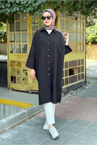 Moda Rosa 25Y7036 - Black - Yarasakol Modal Oversize Tunic