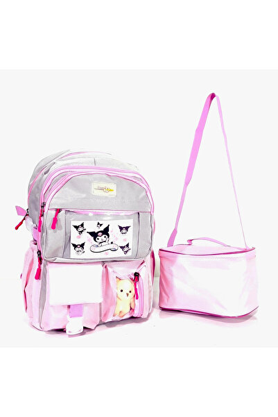 Nico Geantă de școală Kuromi în stil coreean cu accesorii Rucsac pentru fete ...