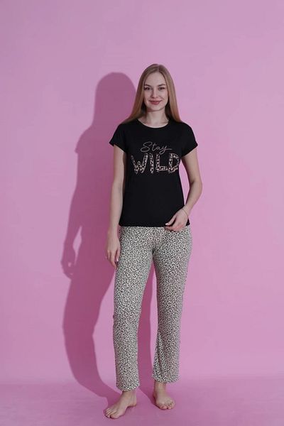 Yağmur Giyim Mlale Stay Wild Patterned Suprem Fabric Short Sleeve Pajamas Set 3442-S