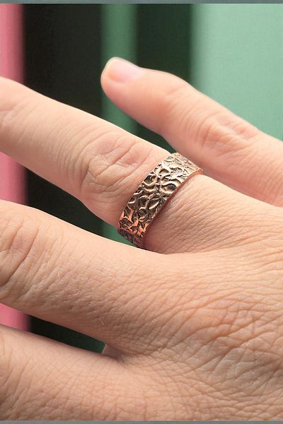 NBS Beautiful Naturel Stones Ring Copper Unisex Adjustable Handcrafted Real Quality (Women's Size S) (Men's Size m)