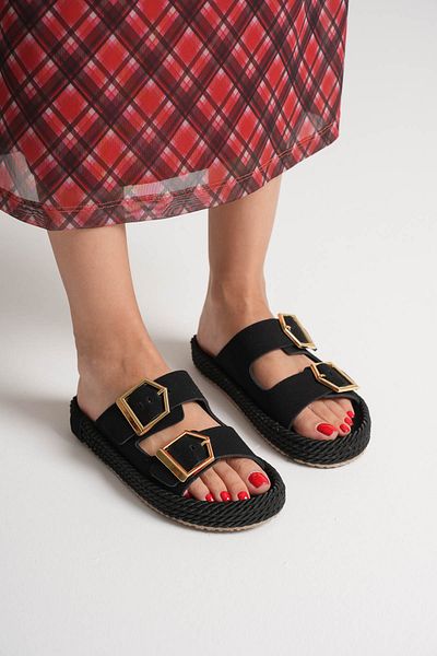 MİSSJENY Double Buckle Women's Slippers