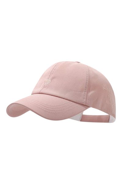 OEM Women's baseball cap - heart embroidery, Have a Nice Day message, ponytail, Pink
