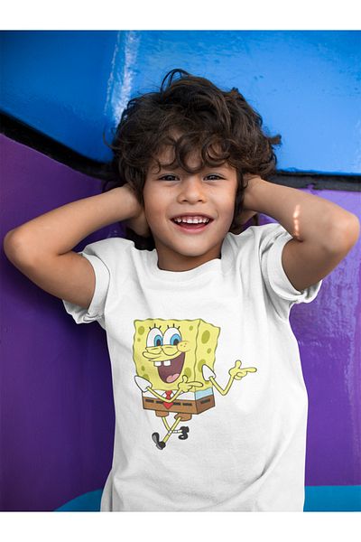 SEVBANO Spongebob Printed Unisex Cartoon Children's T-Shirt (1-12 Years)