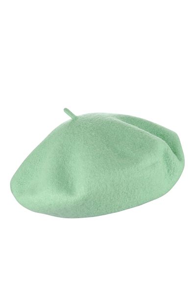 OEM Beret, Knitted wool beret cap - retro French style hat, unisex, -Green