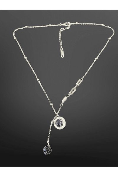 FM Silver Color Tree of Life Themed 316L Steel Y-Necklace - Stylish and Meaningful
