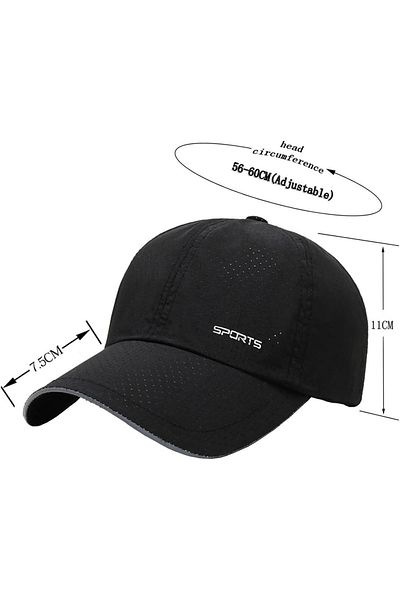 OEM Unisex perforated sports cap, baseball style, adjustable, breathable summer model, Black