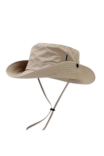 OEM Unisex 2-in-1 wide brim hat, Foldable, UV protection, for camping, hiking, fishing, Beige