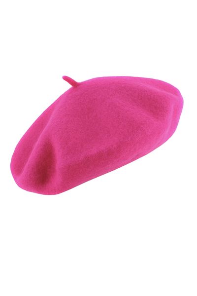 OEM Beret, Knitted wool beret cap - retro French style hat, unisex, -Pink