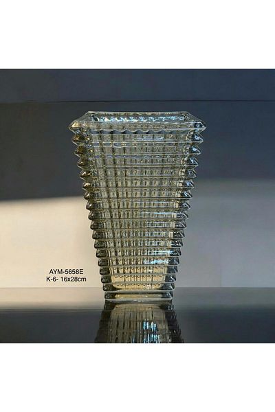 Hinora Κρυστάλλινο Διακοσμητικό Γυάλινο Βάζο 16x28cm