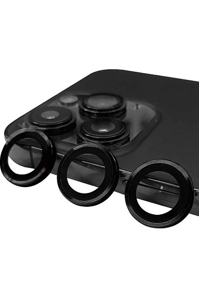 cepmoda "14 PRO MAX" متوافق مع iPhone HD "KAMERA LENS PROTECTIVE" زجاج مقسى ثلاثي الأبعاد - أسود