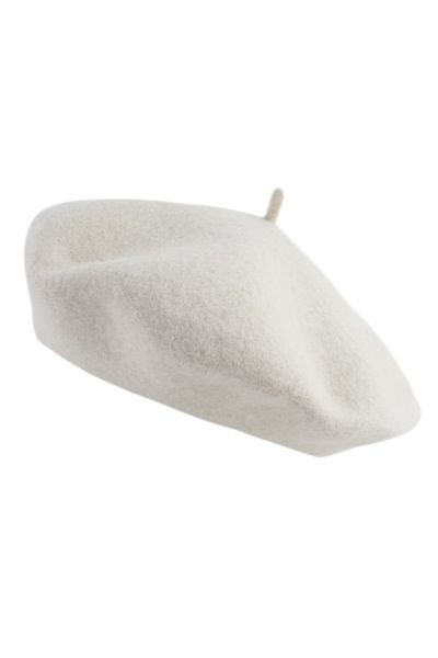 OEM Beret, Knitted wool beret cap - retro French style hat, unisex, -White