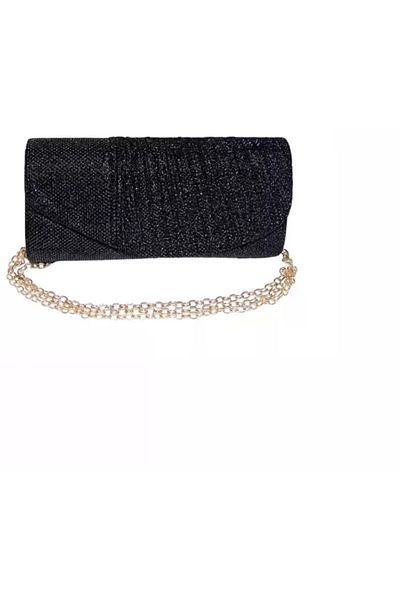 Magrot Geanta plic pentru ocazii si petreceri negru sclipici 20 x 10 cm
