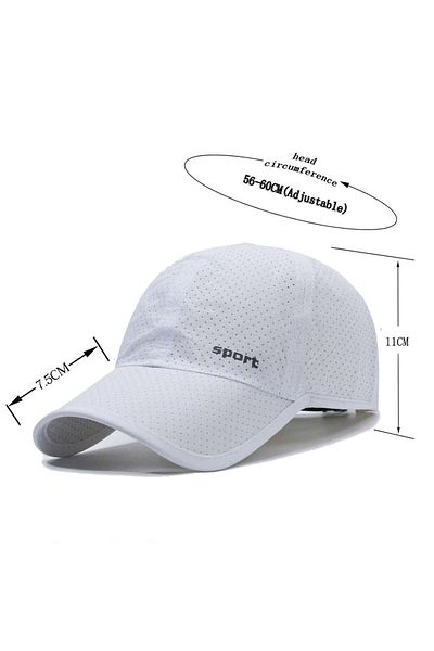 OEM Unisex perforated sports cap, baseball style, adjustable, breathable summer model, White