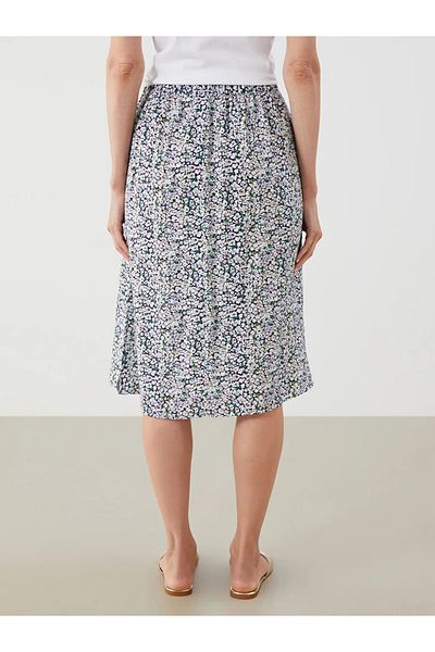 LC Waikiki Green Floral A-Line Skirt with Elastic Waist -Akrglobal-