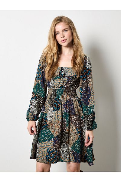 Apricot Milchmagd-Patchwork-Minikleid