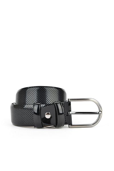 Ziya , Γνήσιο λουστρίνι 3,5 cm Ανδρική ζώνη 1519862Z578R Μαύρη