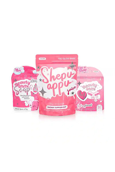 You Glow babe عصير شيبو أبو + صابون الجمال الأبيض + كبسولة ٤ في ١ - باقة ترويجية