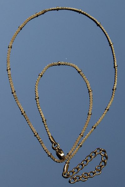 Rua Jewelry Steel Italian Knitted Straw Dorika Necklace 2 mm Gold Color |   Non-Blackening, Unisex, 2 Years Warranty