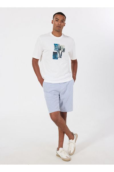 GMG FIRENZE Light Blue Men's Regular Waist Slim Fit Shorts Gu25Mss09026