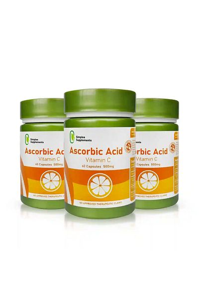 simplee Supplements Ascorbic Acid Vitamin C – 3 Bottles