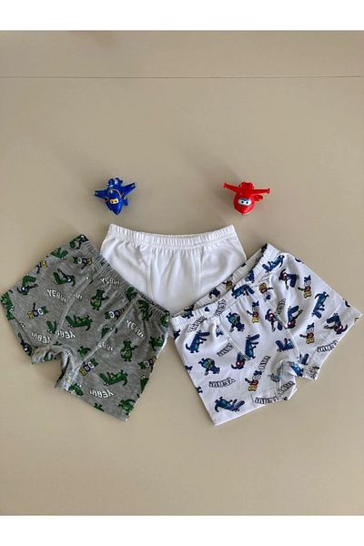 Yağmur Giyim Diamond Mixed Pattern 3-Piece Boy Boxer Set B-62