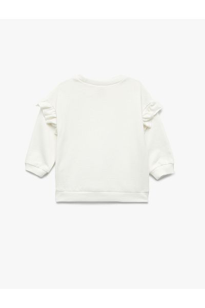 Koton Raised Long Sleeve Crew Neck Butterfly Detailed Ruffle Sweatshirt