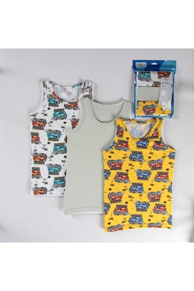 Yağmur Giyim Diamond Mixed Pattern 3-Piece Boy's Singlet Set A-141