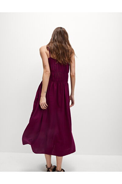 Marks & Spencer Keten Karışımlı Askılı Midaxi Elbise