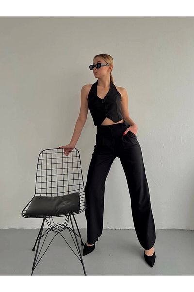 ufukmoda Palazzo Pants Black S23211