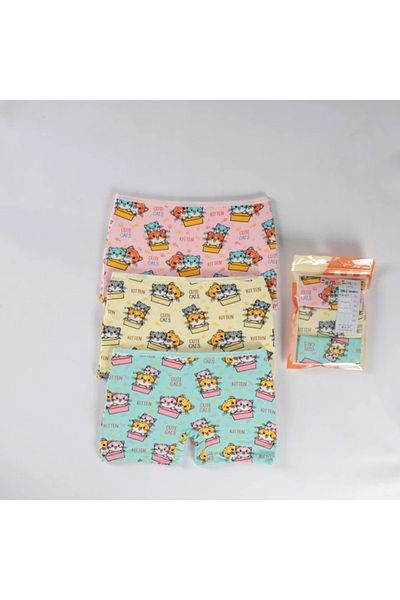 Yağmur Giyim Diamond Mixed Pattern 3-Piece Girl's Boxer Set B-86