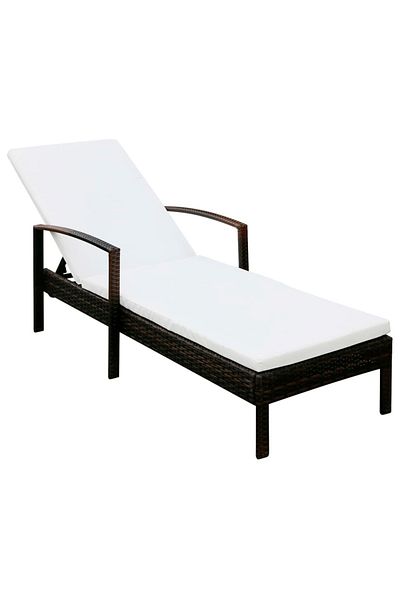 vidaxl Sun Lounger with Cushion Poly Rattan Brown