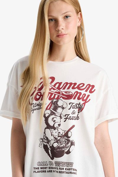 DeFacto Coool Oversize Wide Fit Printed Short Sleeve T-Shirt F8747Ax25Au