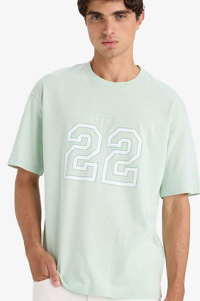 DeFacto Boxy Fit Crew Neck Printed Short Sleeve T-Shirt F8565Ax25Hs
