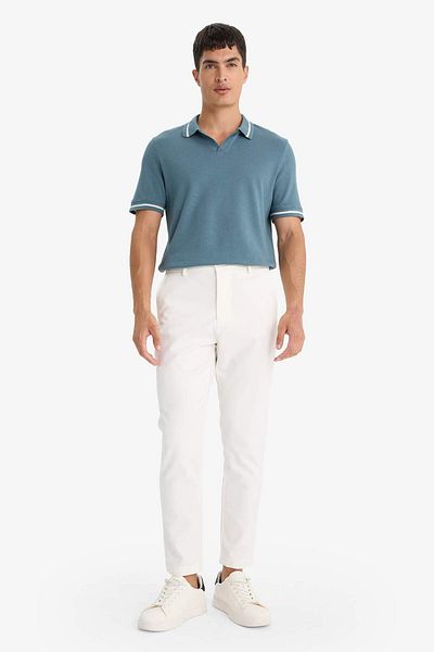 DeFacto Tricou cu mânecă scurtă Bubble cu gât polo cu croiala normală F6265AX25SM