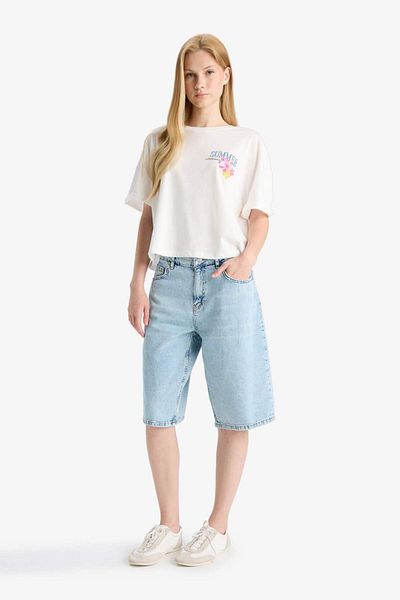 DeFacto Coool Oversize Wide Fit Crew Neck Back Printed Short Sleeve T-Shirt F7913Ax25Au