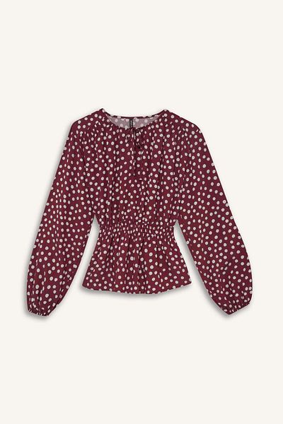 DeFacto Regular Fit Crew Neck Polka Dot Long Sleeve Blouse E9920Ax25Au