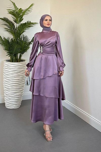 MERVEN AKYÜZ Βραδινό φόρεμα Simera Stone Layered Lilac