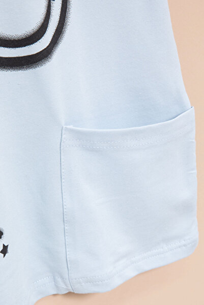 Cansın Mini Μπλουζάκι με λεπτομέρεια μπλε τσέπης με στάμπα για αγόρια με λαιμόκοψη 20908