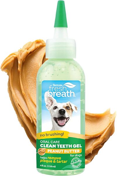 Tropiclean Fresh Breath for Dogs | No Brush Dental Gel for Dogs Peanut Butter Flavor | Dog Toothpast
