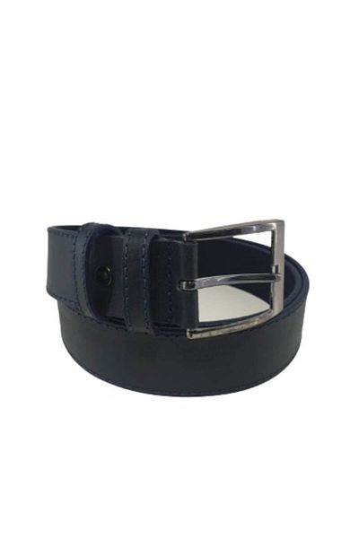 OEM Curea de barbati piele naturala, negru lucios cu cusatura neagra, lungime 120 cm, M3