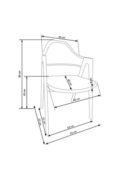 Halmar Scaun de sufragerie, metal cu aspect de lemn, șezut din piele, stil scandinav, înălțime 80 cm