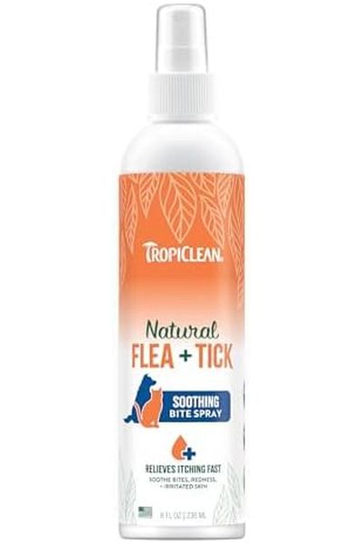 Tropiclean Flea and Tick Bite Relief Treatment Spray for Dogs & Cats, Advanced Care Itch Relief Spra