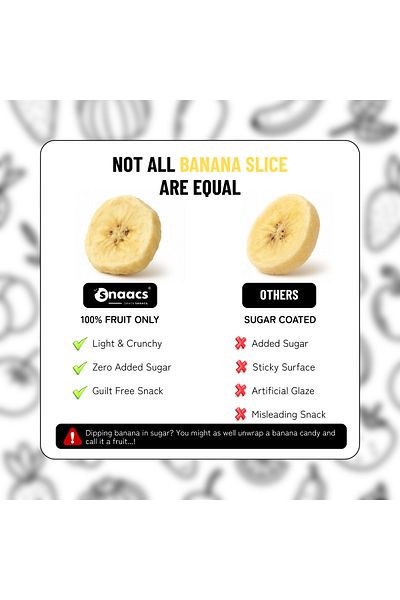 snaacs Freeze-Dried Banana Slices | No Added Sugar | Crispy & Naturally Sweet - Pack of 3 oz | 85 g