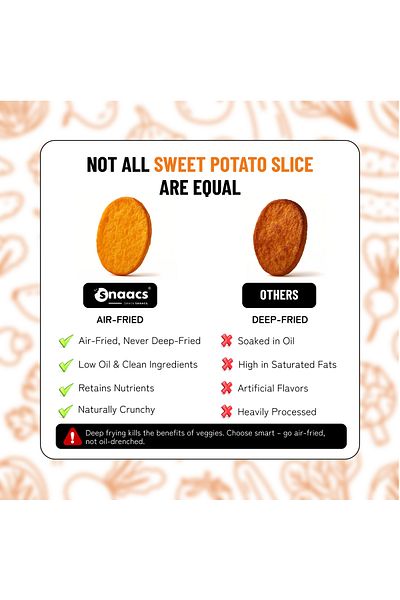 snaacs Crispy Sweet Potato Slices | Sweet & Nutty | Air-Fried Vegetable Snack - Pack of 3 oz | 85 g
