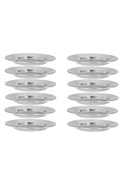 OEM Set 12 flat plates GRUNBERG, stainless steel, glossy, 18cm, Silver